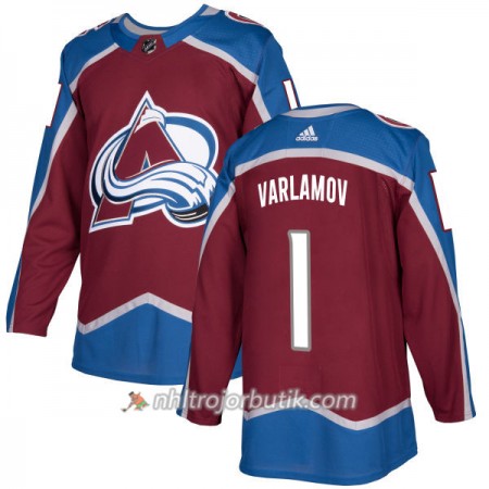 Män Ishockey Colorado Avalanche Tröja Semyon Varlamov 1 Adidas 2017-2018 Burgundy Authentic
